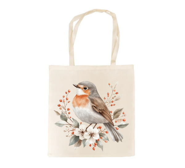Robin canvas tote bag