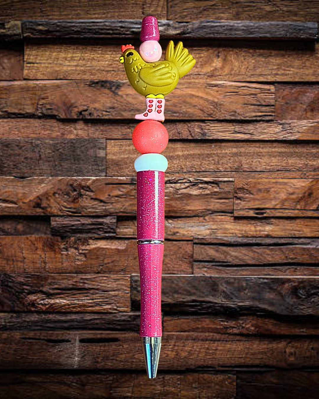 Hen with Heart Boots Pen