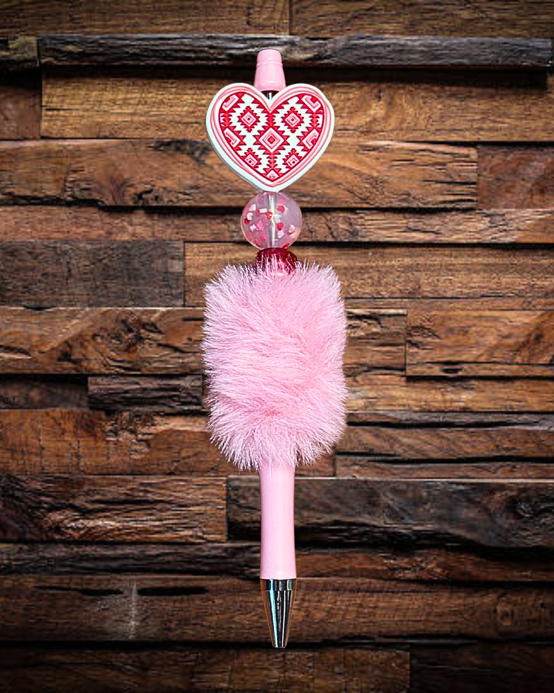 Pink Furry Heart Pen