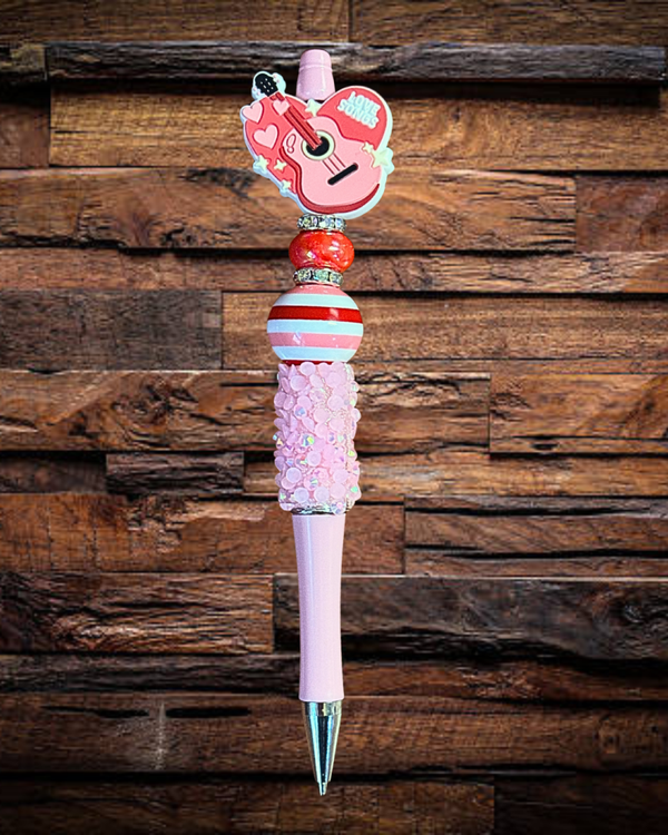 Pink Heart Guitar Pen