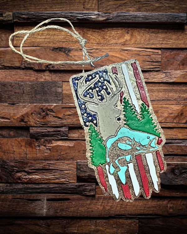 Deer/Fish Flag Freshie - Hazelnut Coffee Scent