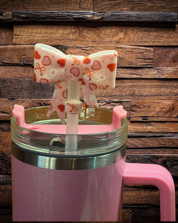 Hearts Bow Straw Topper
