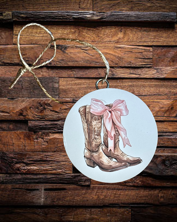 Round Pink Cowboy Boots Freshie - Welcome Home Scent