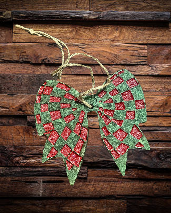 Green and Red Bow Freshie - Gingerbread Scent