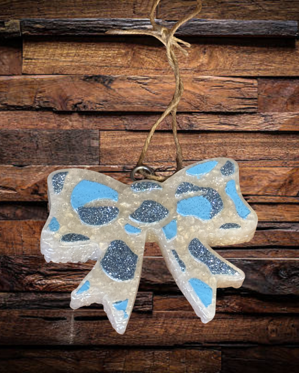 Light Blue/White Bow Freshie - Cappuccino Brûlée Scent