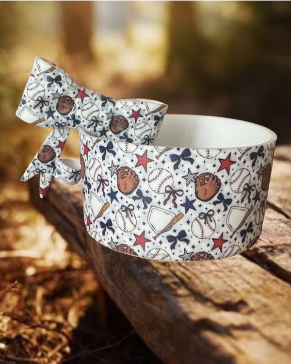 Baseball Tumbler Boot and Straw Topper Bow Set