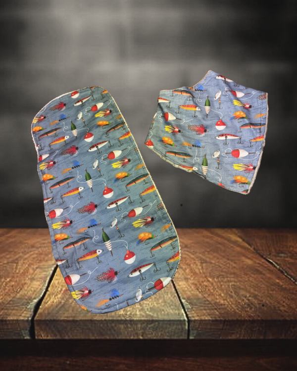 Fishing Burp Cloth and Bib