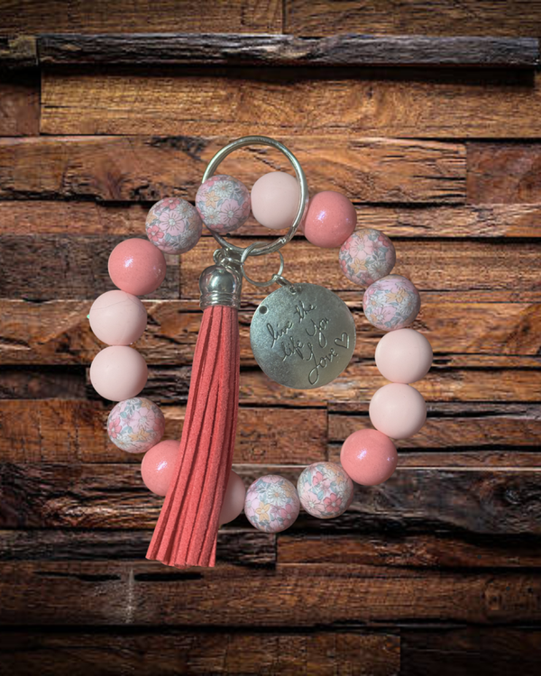 Love the Life You Live Pink Floral Wristlet