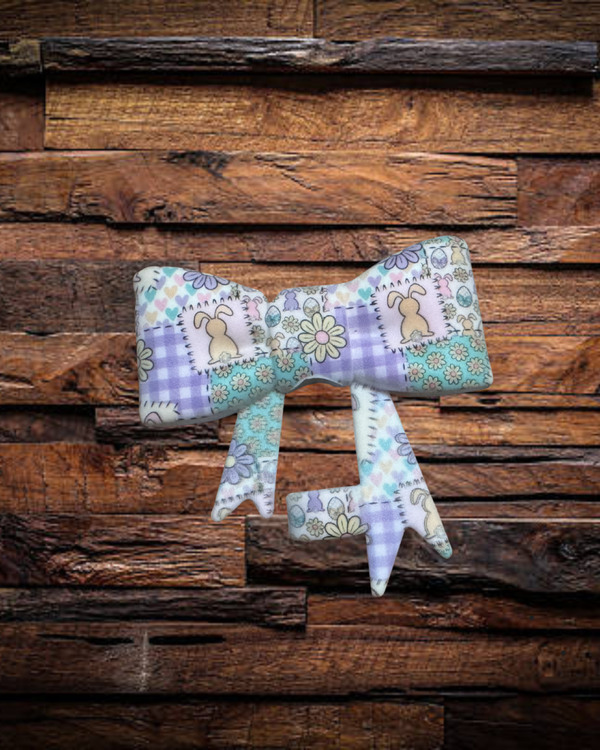 Easter Patch work Large Bow Straw Topper
