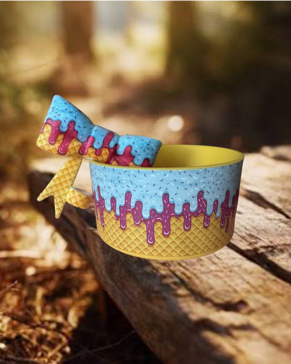Ice Cream Tumbler Boot and Straw Topper Bow Set