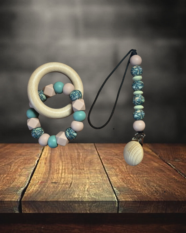 Pacifier Clip and Teething Ring