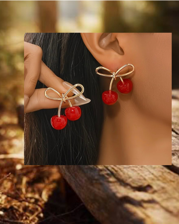 Cherry Bow Earrings