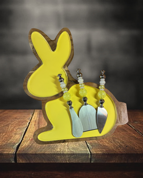 Yellow Bunny Charcuterie Board Set