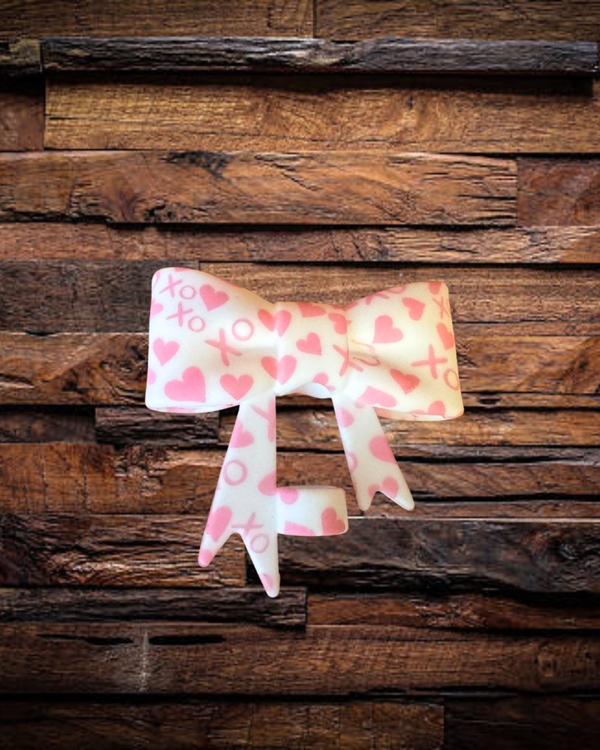 Pink XOXO Large Bow Straw Topper