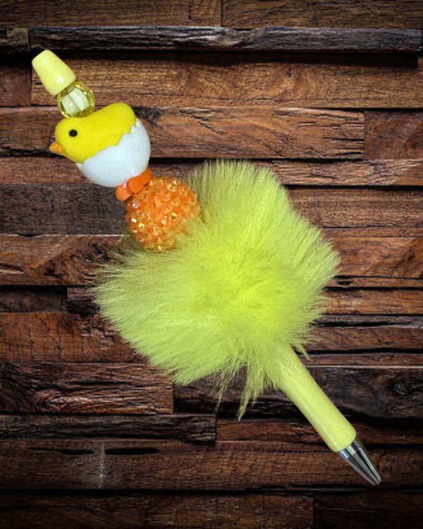 Yellow Fuzzy Easter Chic Pen