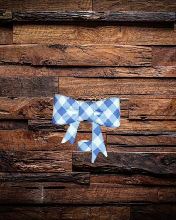 Large Bow Blue Picnic  Straw Topper