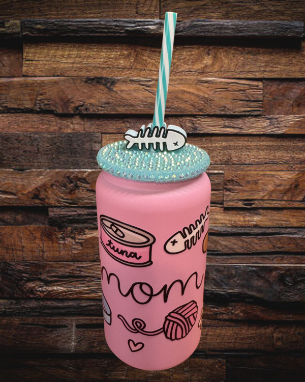 Cat Mom 16 Ounce Stainless Steel Tumbler