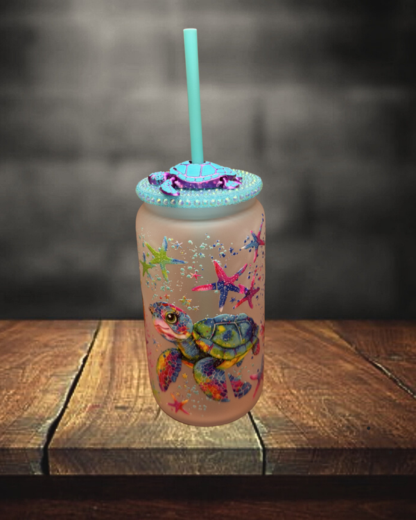 Sea Turtle 16 oz. Glass Tumbler