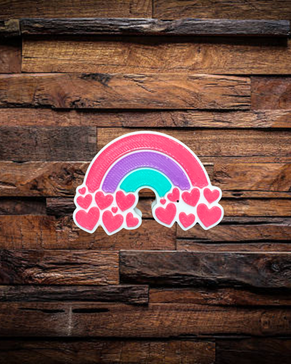 Rainbow Hearts Straw Charm