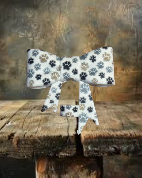 Paw Grey - Straw Topper Bow