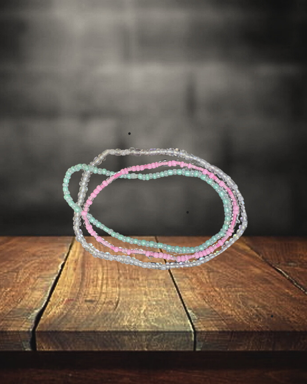 Teal/Pink Tumbler Bracelet Stack