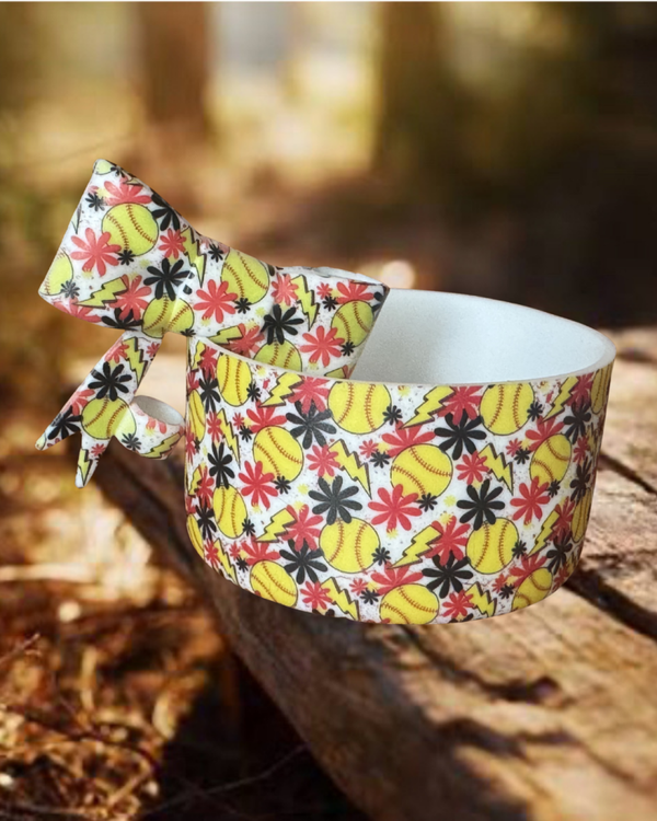 Softball Tumbler Boot and Straw Topper Bow Set