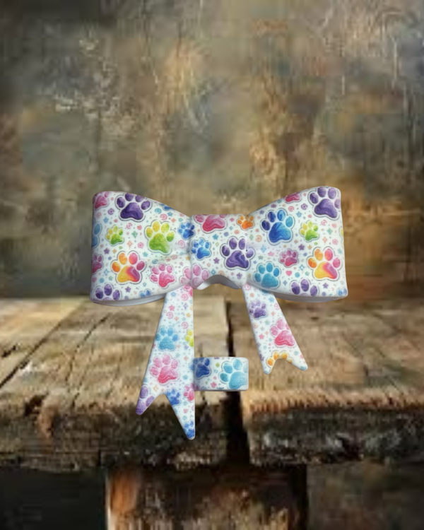 Paw Prints - Colorful Straw Topper Bow