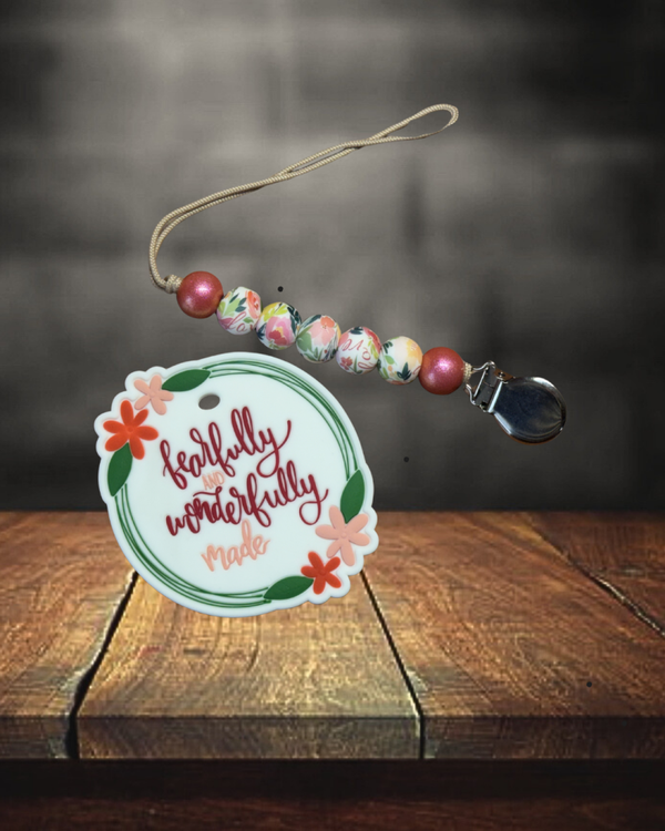 Pacifier Clip and Teething Ring Set