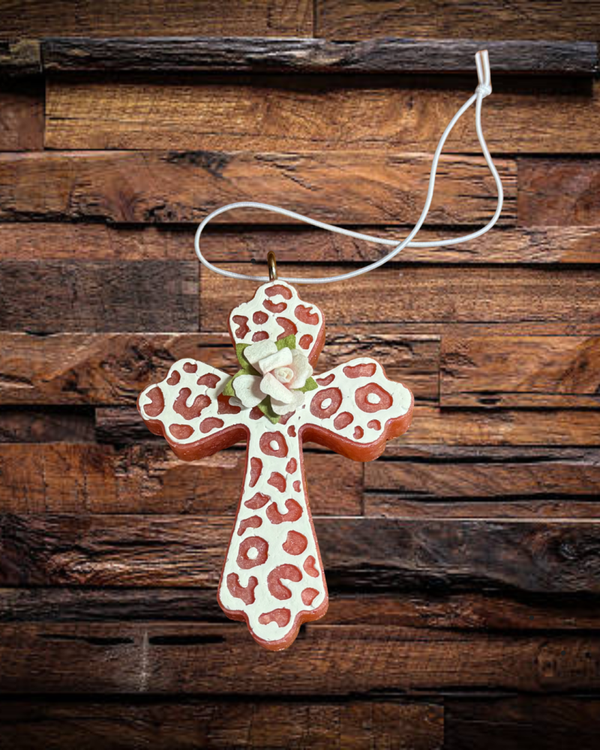 Pink Floral Cross Freshie - Sparkling Winter Scent