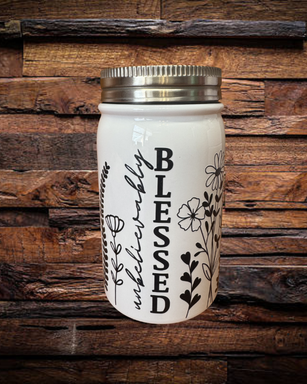 16 os Blessed Stainless Steel Mason Jar Tumbler