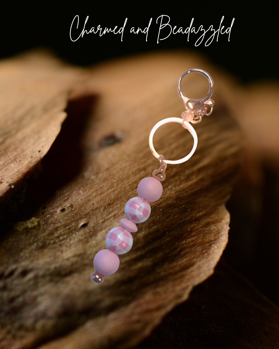 Pink Gingham Keychain/ Bag Charm