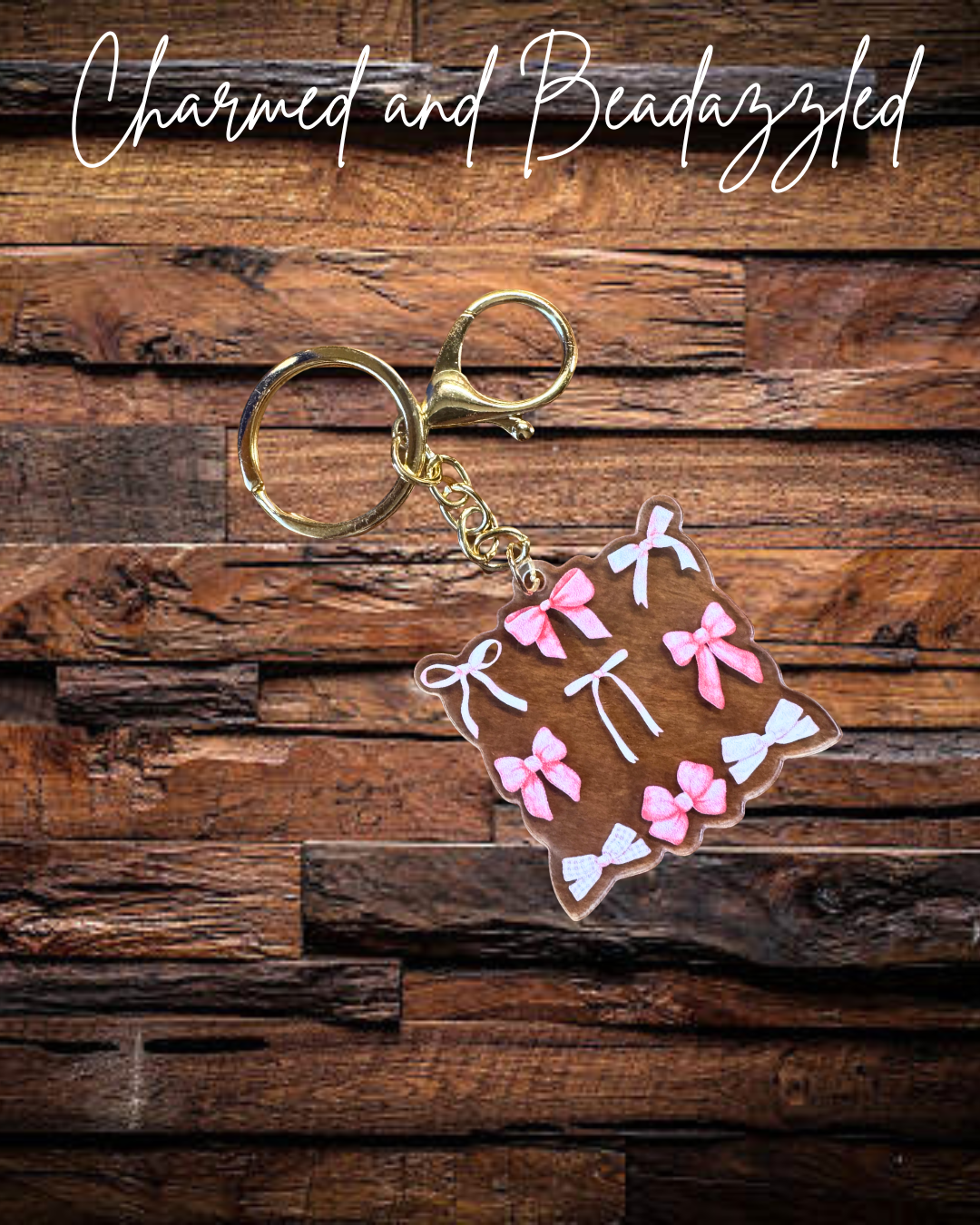 Pink Bows Acrylic Keychain/ Bag Charm