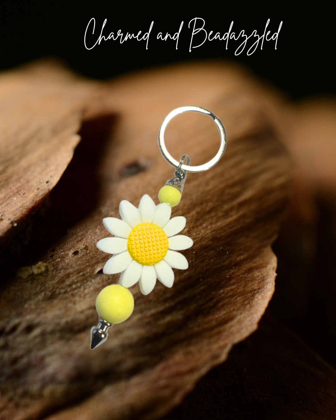 Yellow/White Sunflower Keychain