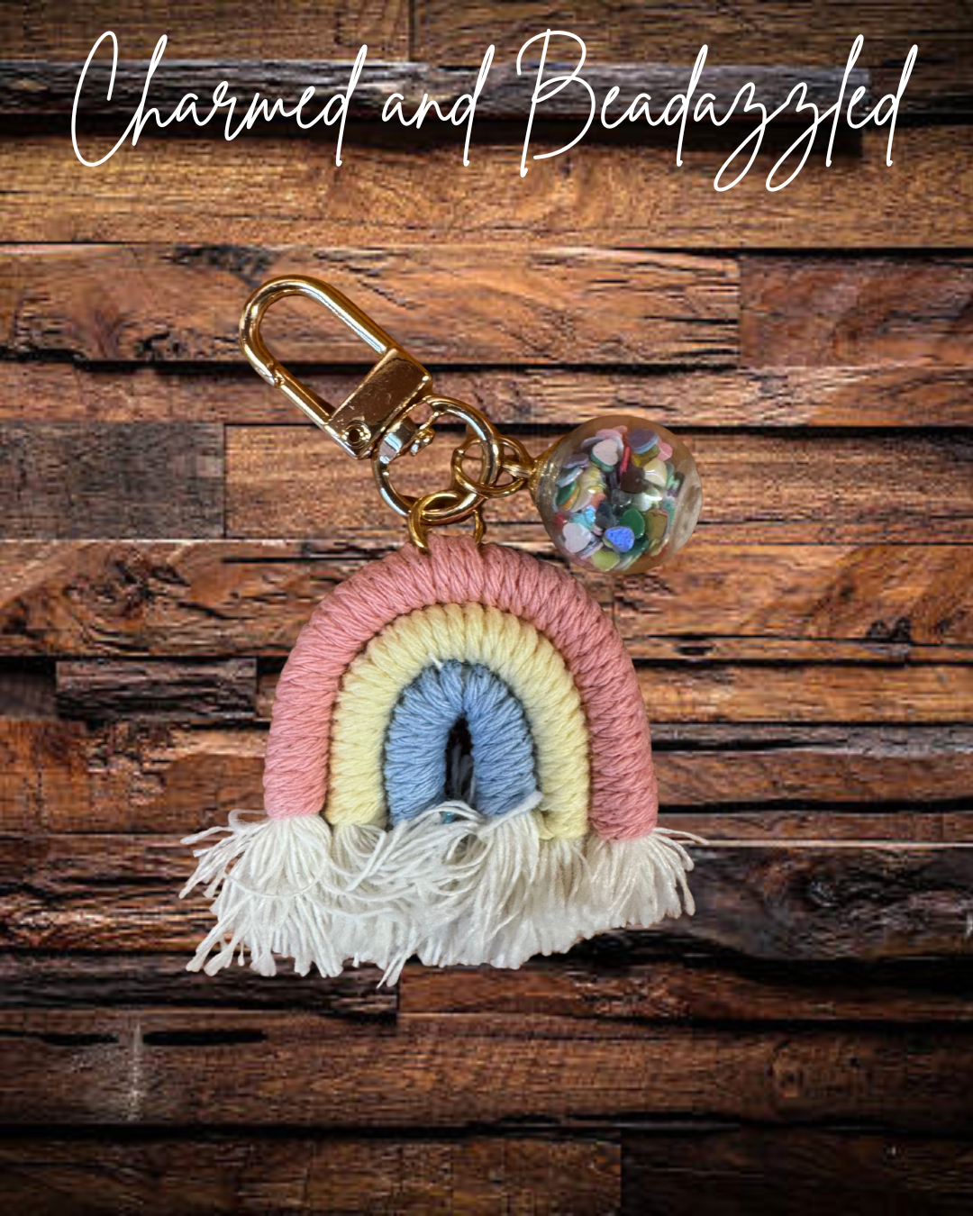 Boho Pink Rainbow Keychain/ Bag Charm