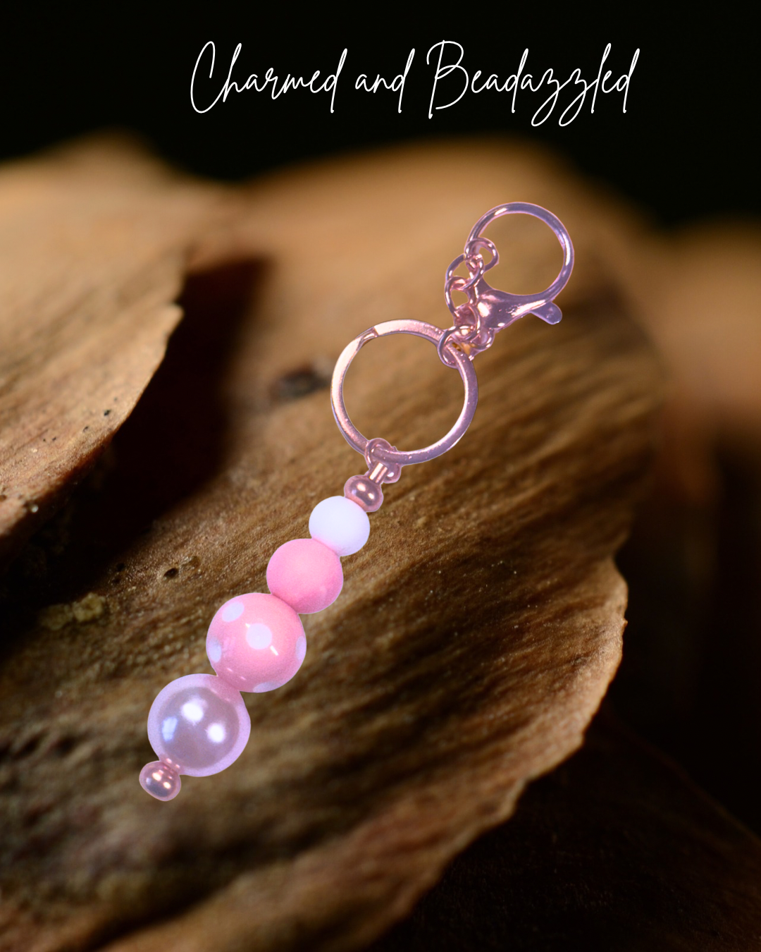 Pink Polka Dots Keychain/ Bag Charm