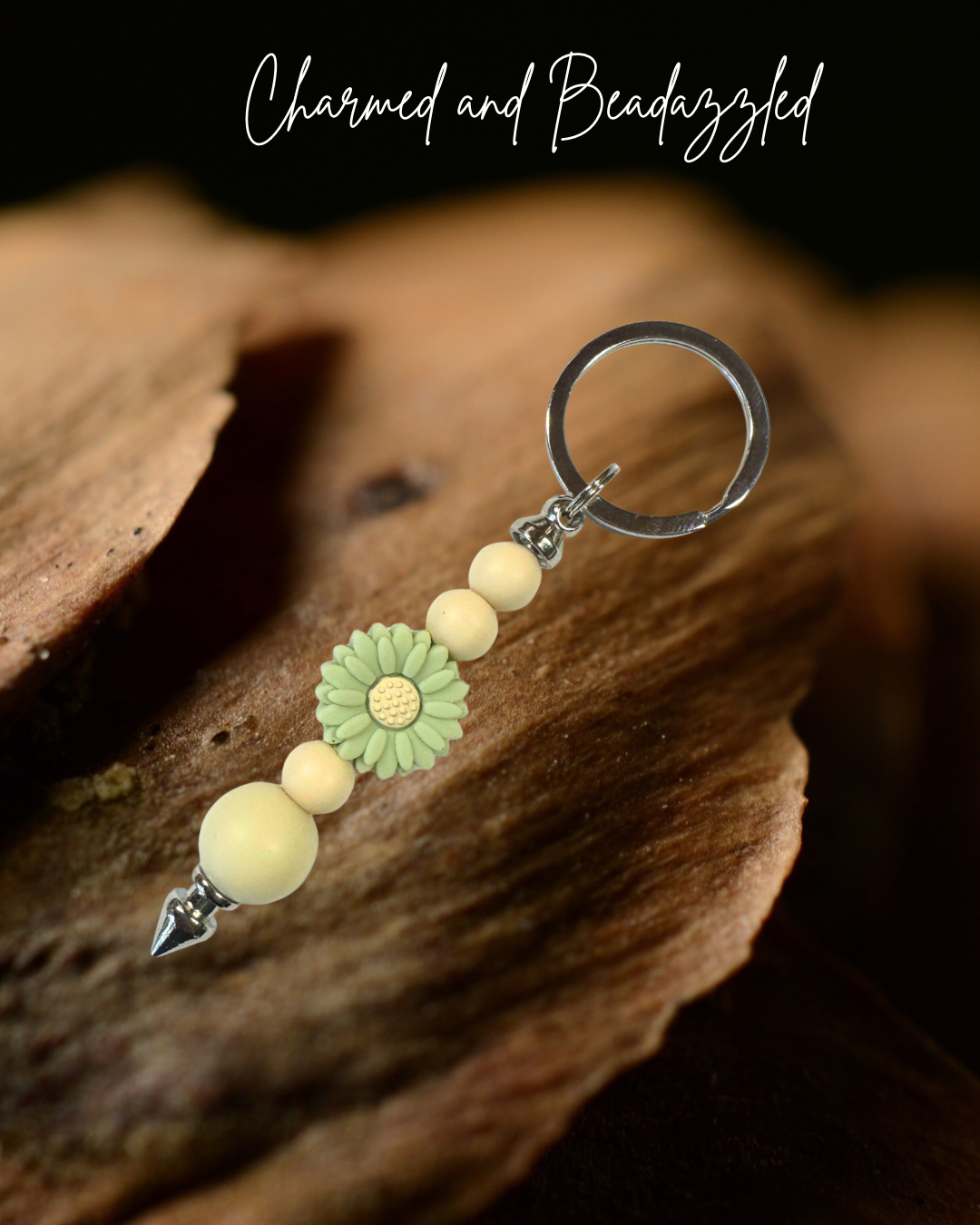 Green Sunflower Keychain/ Bag Charm