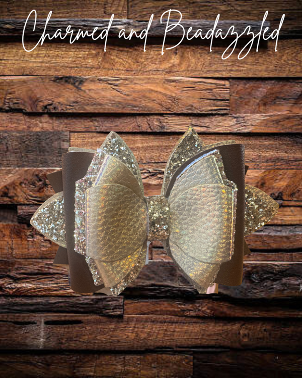 Gold Chocolate Large Bow Straw Charm