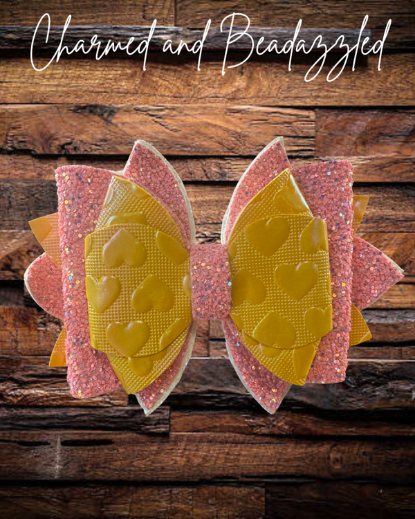 Pink/Yellow Large Bow Straw Charm