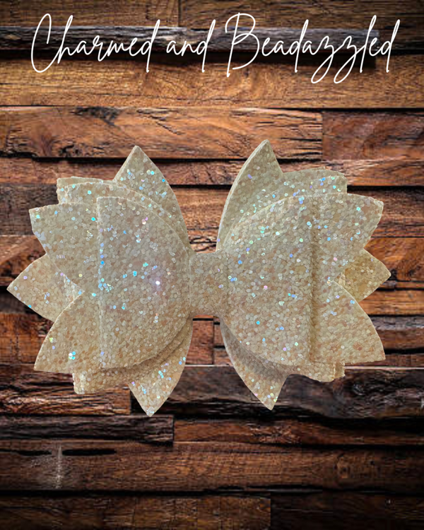 Light Pink Sparkle Sunset Large Bow Straw Charm