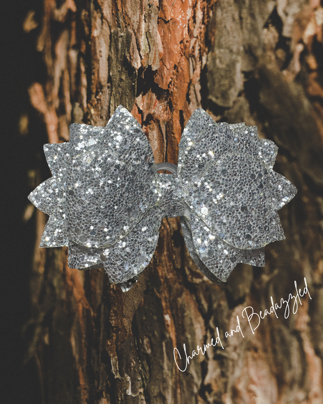 Silver Large Bow Straw Charm