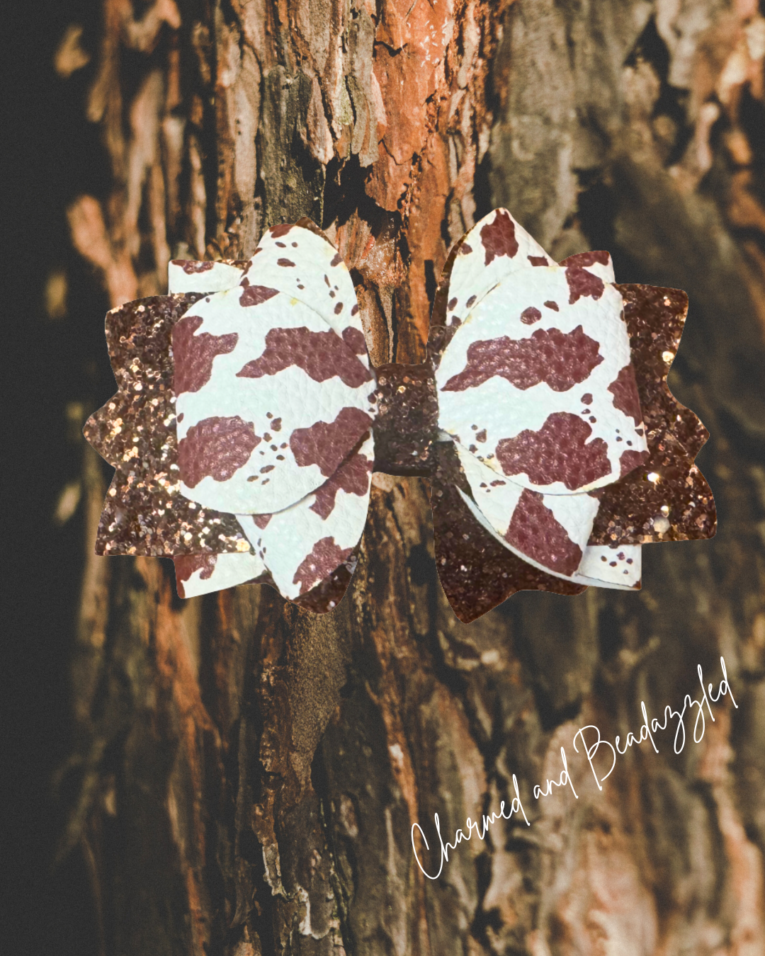 Brown Cowhide Large Bow Charm