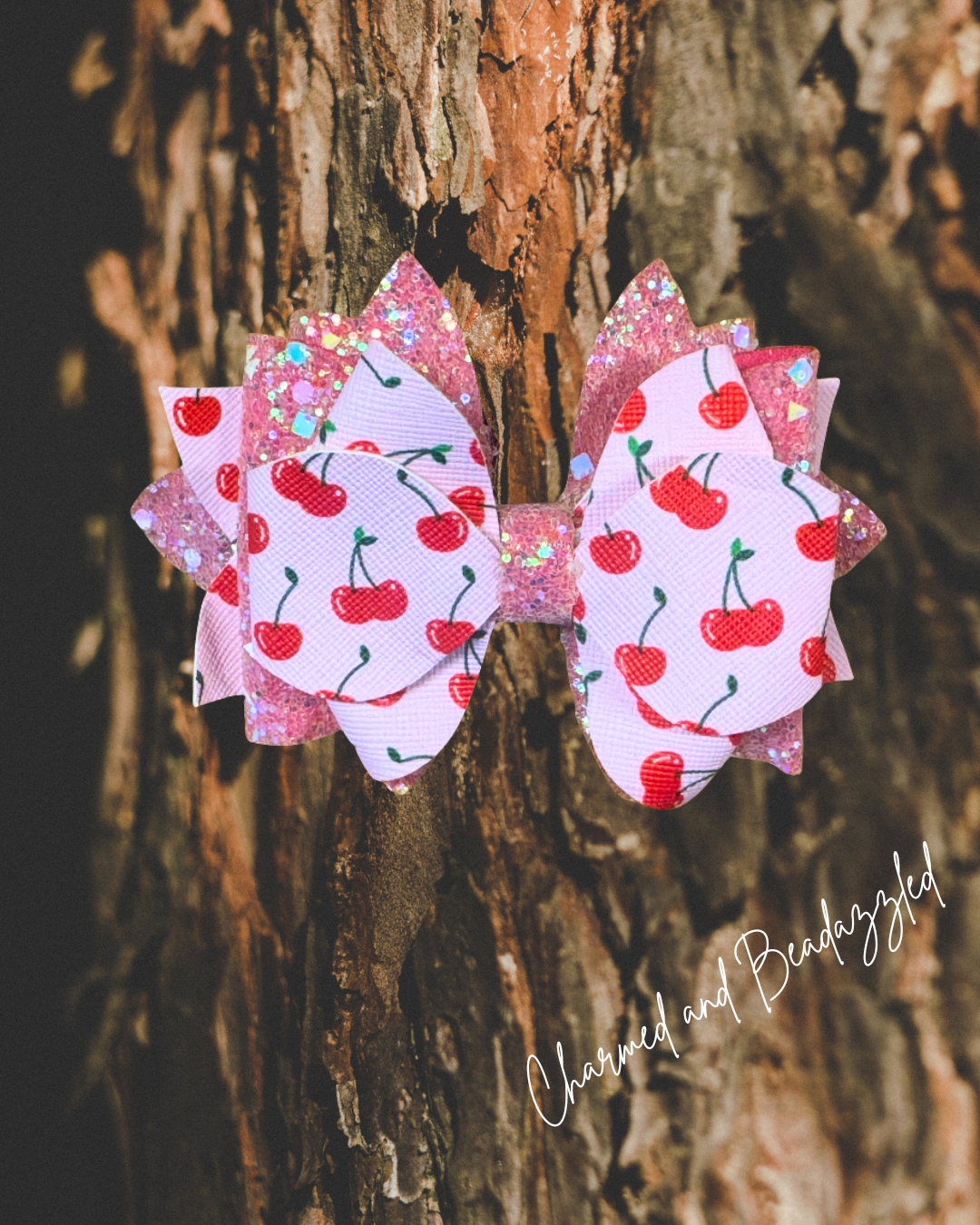 Cherry Delight Large Bow Straw Charm