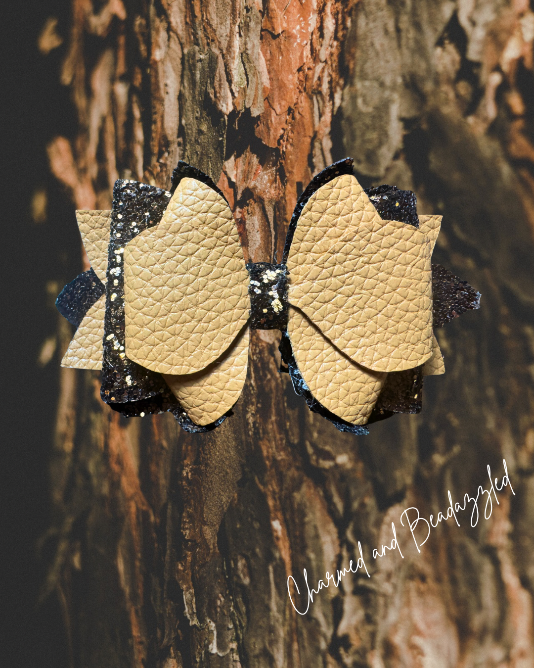 Light Brown Large Bow Straw Charm