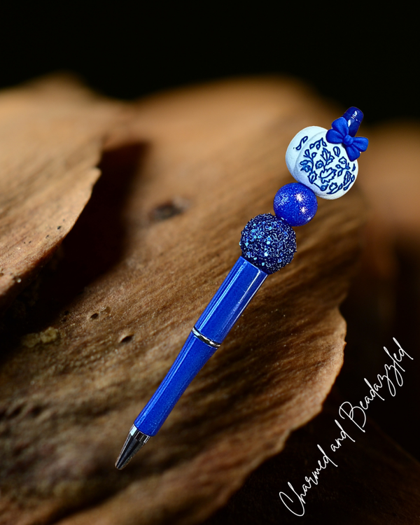 Blue Floral Pumpkin Pen
