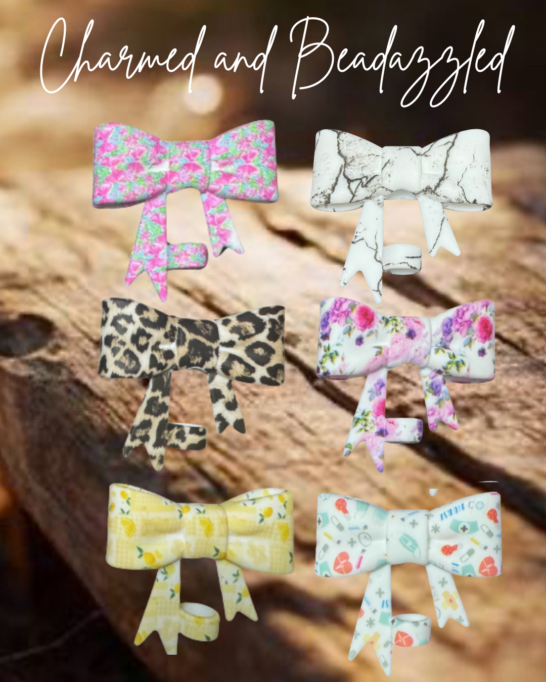 More Print Bow Straw Toppers