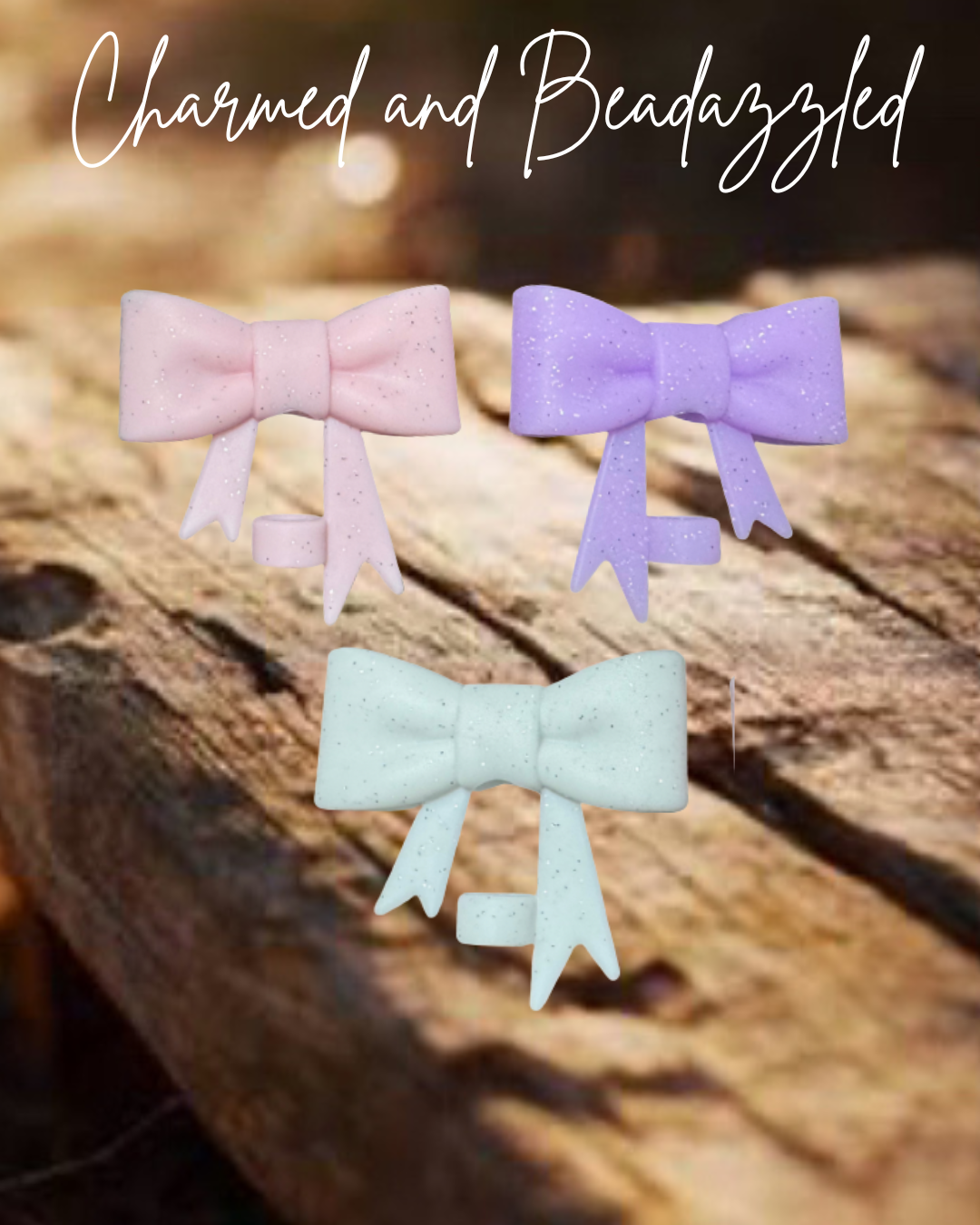 Glitter Bow Straw Toppers