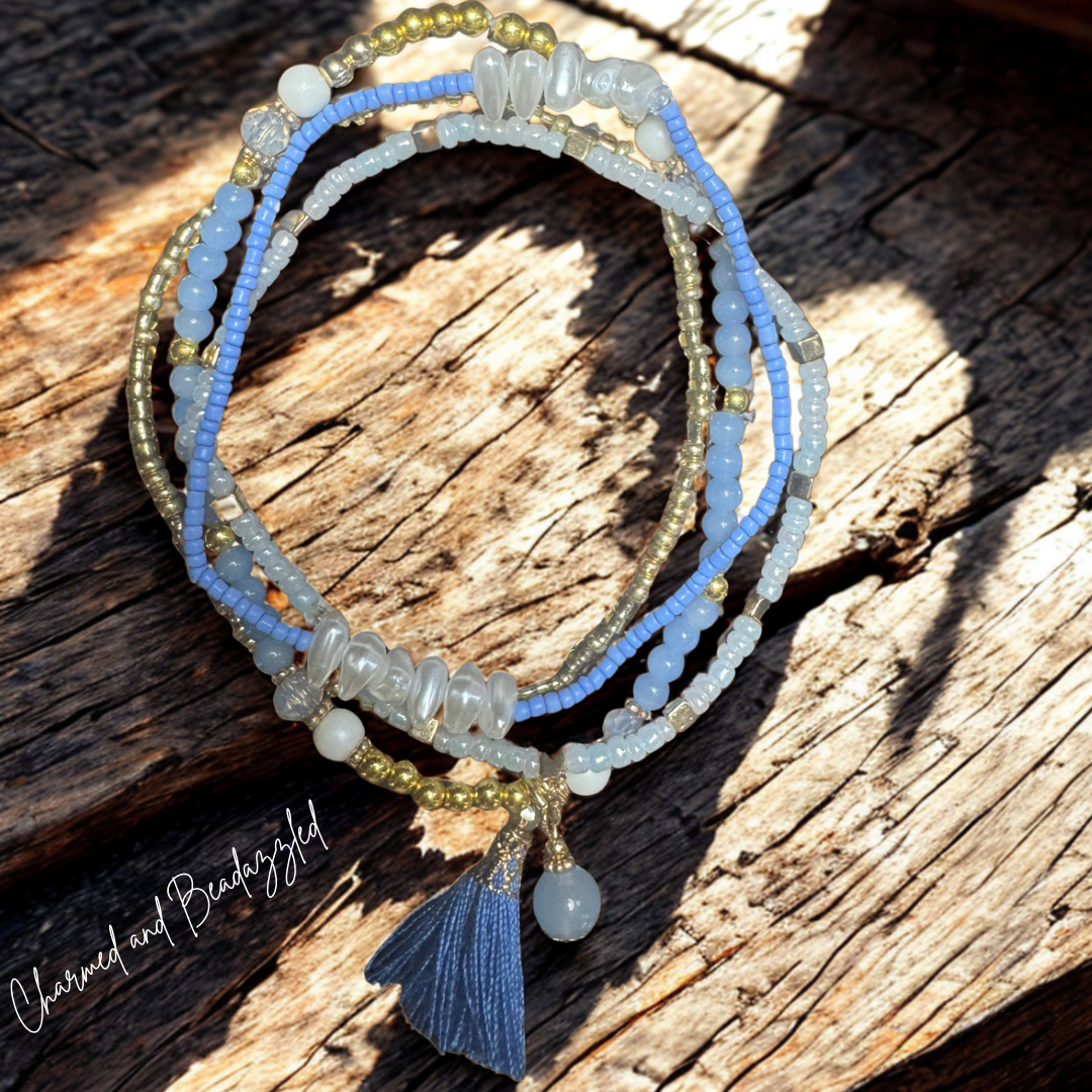 Blue Tumbler Bracelet Stacks