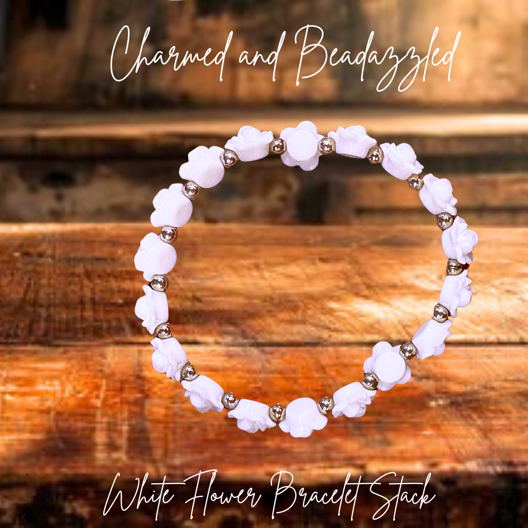 White Flower Tumbler Bracelet