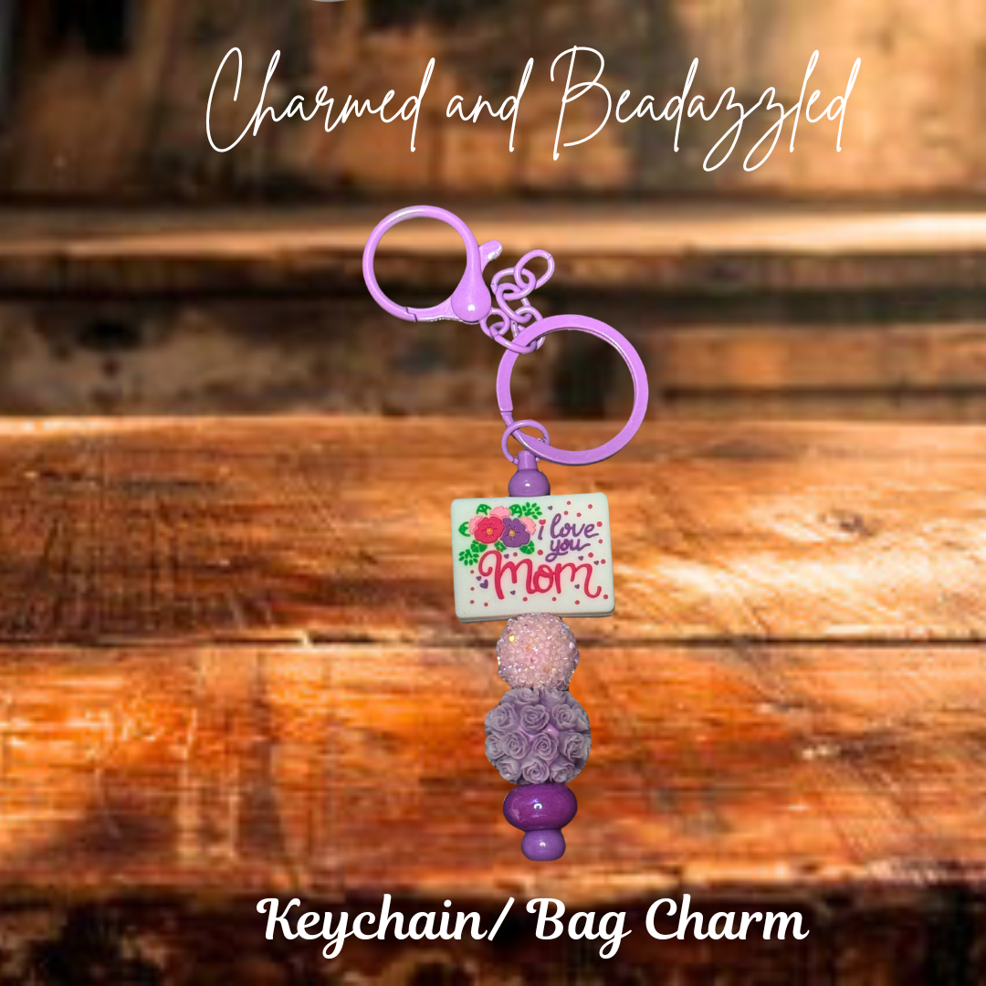 Purple Mom Keychain