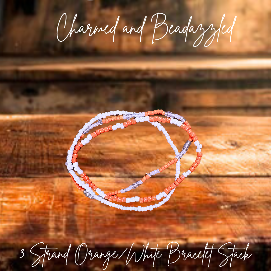 Orange and White Tumbler Bracelet Stack (3)